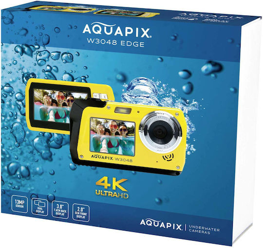 EasyPix Aquapix W3048 Edge Compact Φωτογραφική Μηχανή 13MP με Οθόνη 3" και Ανάλυση Video 2688 x 1520 pixels Κίτρινη