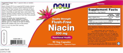 Now Foods Niasin Vitamin for Nervous System Health 500mg 90 veg. caps