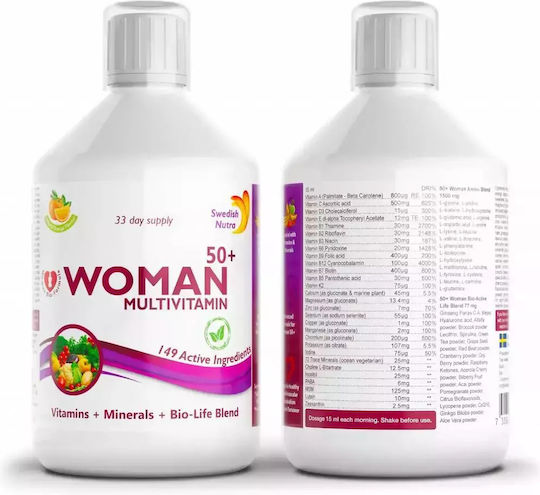 Swedish Nutra Woman 50+ Multivitamin Πολυβιταμίνη για Ενέργεια Πορτοκάλι 500ml