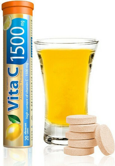 ActivLab Vita C Vitamin for Immune System Boost, Skin & Antioxidant Action 1500mg Lemon 20 eff. tabs