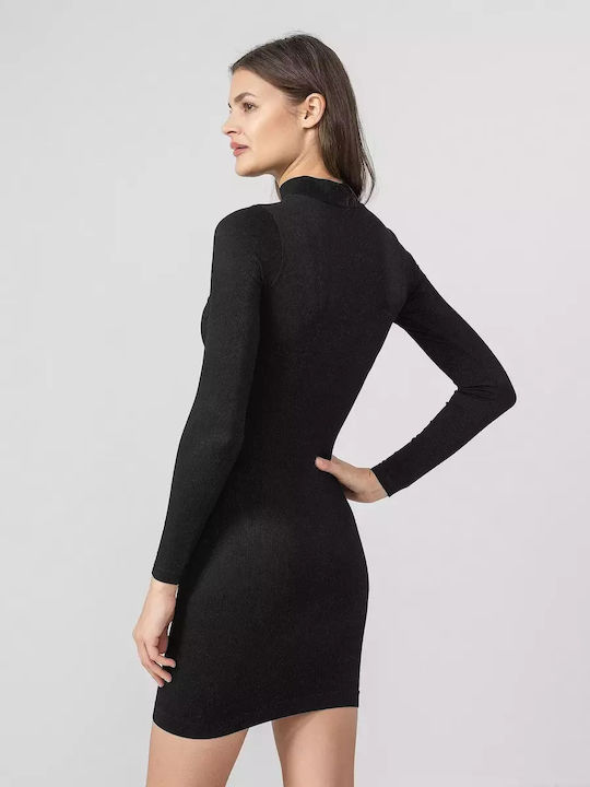 4F Mini Dress Turtleneck Black