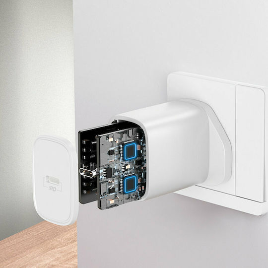 Joyroom Φορτιστής Χωρίς Καλώδιο με Θύρα USB-C 20W Power Delivery Λευκός (L-P201)