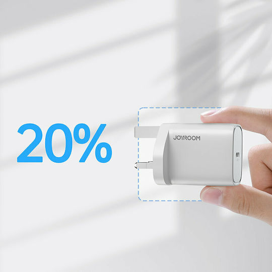 Joyroom Φορτιστής Χωρίς Καλώδιο με Θύρα USB-C 20W Power Delivery Λευκός (L-P201)