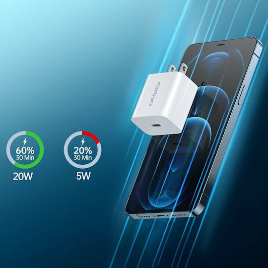 Choetech Φορτιστής Χωρίς Καλώδιο με Θύρα USB-C 20W Power Delivery Λευκός (PD5005-EU)