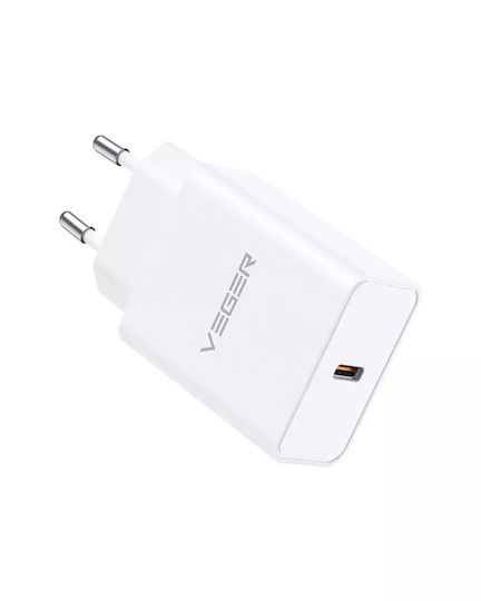 Veger Φορτιστής Χωρίς Καλώδιο με Θύρα USB-C 25W Power Delivery / Quick Charge 3.0 Λευκός (VLS2501)