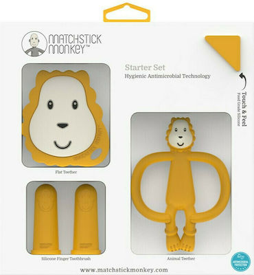 Matchstick Monkey Monkey Teething Starter Set Yellow 3+ μηνών 4τμχ