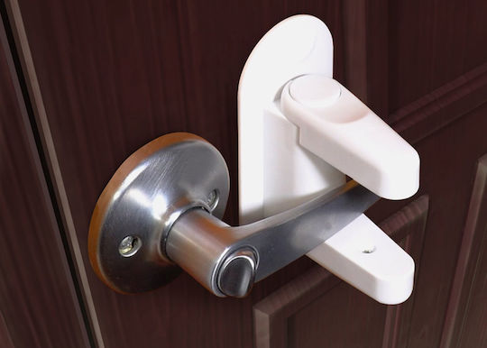Factory Door Safety Lock with Sticker made of Plastic in White Color 9.7x7.2x3εκ. 2pcs
