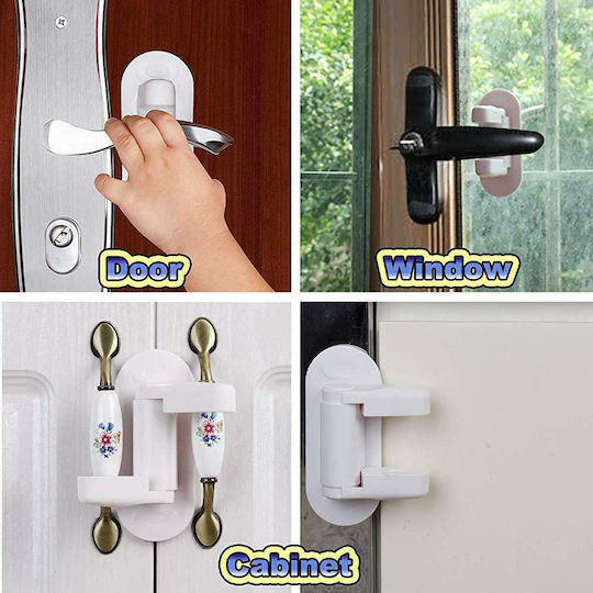 Factory Door Safety Lock with Sticker made of Plastic in White Color 9.7x7.2x3εκ. 2pcs