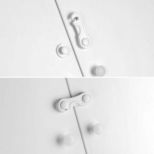 Inofix Cabinet & Drawer Lock with Sticker made of Plastic in White Color 5.7x5.7cm 2pcs