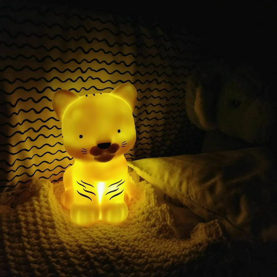A Little Lovely Company Led Kids Decorative Lamp Tiger Yellow 10.7x14.5x9.6εκ.