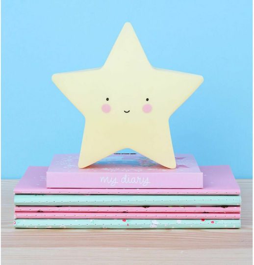 A Little Lovely Company Led Παιδικό Διακοσμητικό Φωτιστικό Star Κίτρινο