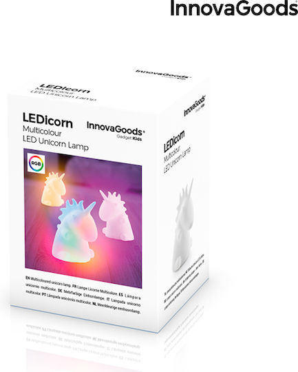 InnovaGoods Lumini LED Lampă decorativă pentru copii Unicorn cu Schimbări de Culori Alb