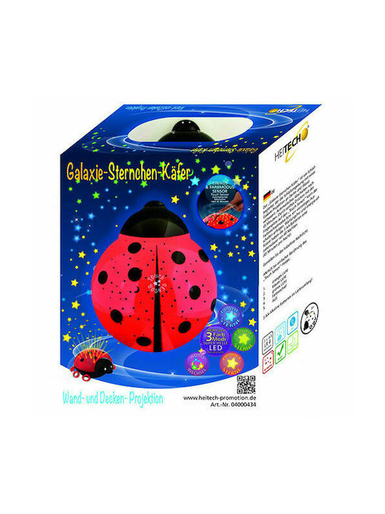 Heitech Led Kids Projector Lamp Ladybug with Star Projection Red