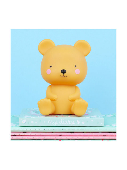 A Little Lovely Company Led Παιδικό Διακοσμητικό Φωτιστικό Bear Κίτρινο 15.5x9x13εκ.