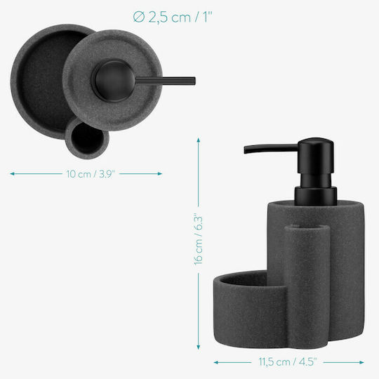 Navaris Tabletop Plastic Dispenser for the Kitchen with Sponge Holder Gray