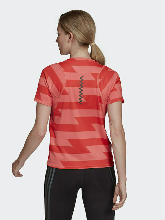 Adidas Fast Damen Sport T-Shirt Semi Turbo/ Bright Red