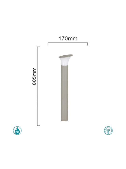 Ondaluce Ares Outdoor Floor Lamp Small Post IP54 for E27 Socket Silver