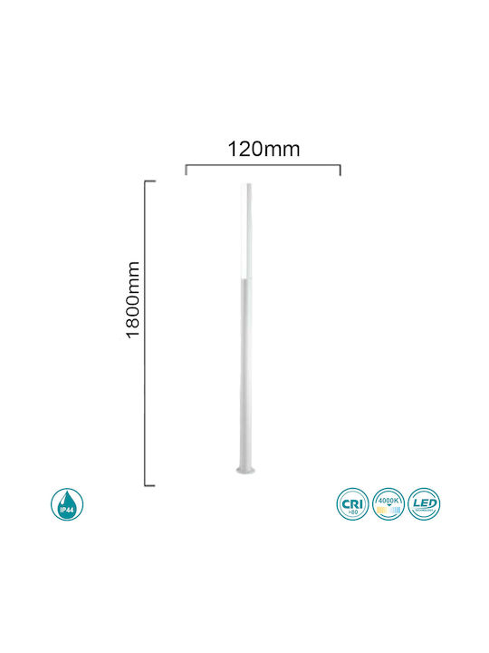 Ondaluce Tommy Außenstehlampe Beitrag LED Außenbereich 18W mit Natürliches Weiß Licht IP44 Weiß