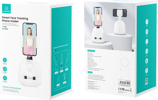 Usams Smart Face Tracking Phone Holder Desk Stand for Mobile Phone in White Colour