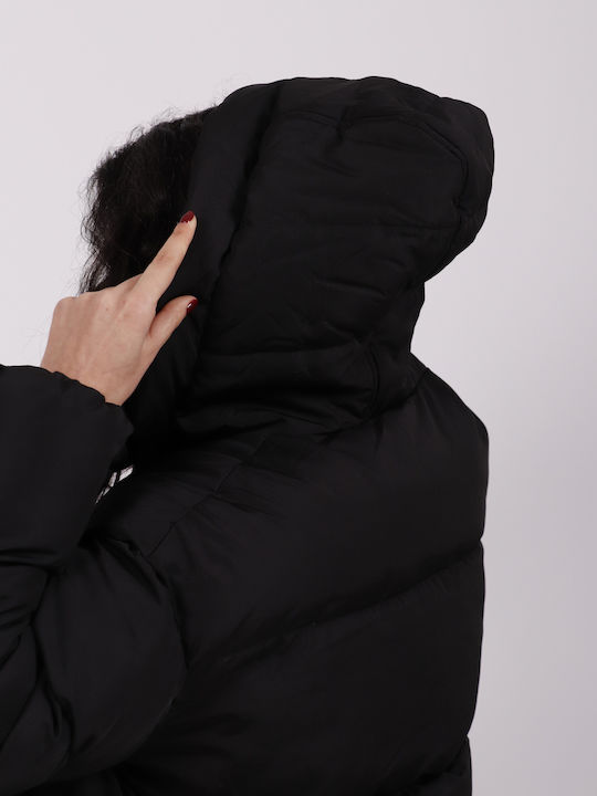 Κοντό Γυναικείο Puffer Μπουφάν για Χειμώνα Μαύρο