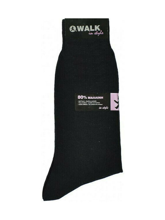 Walk Men's Solid Color Socks Black