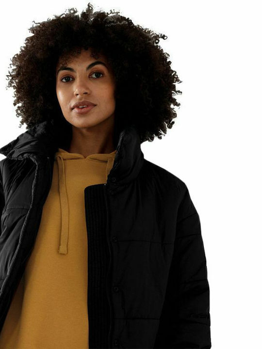 Women's Short Puffer Jacket for Winter Black