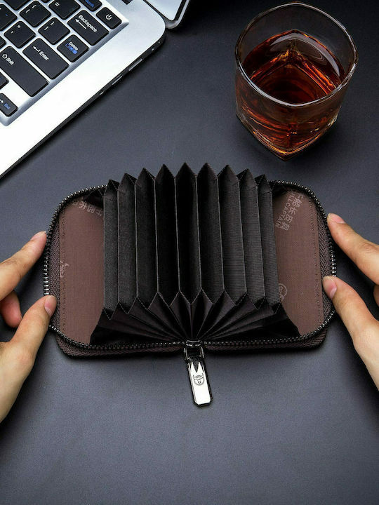 Leather Men's Wallet Cards with RFID Brown