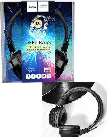 Hoco W25 Promise Ασύρματα / Ενσύρματα On Ear Ακουστικά με 12 ώρες Λειτουργίας Μαύρα