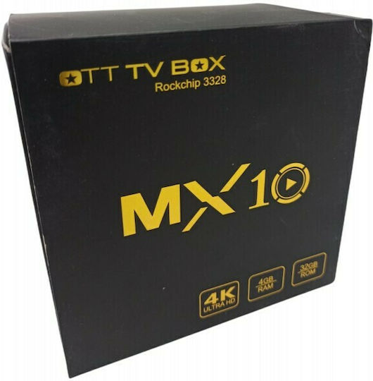 TV Box MX10 (RK3328/4GB/32GB/Android) 4K UHD με WiFi USB 2.0 / USB 3.0 4GB RAM και 32GB Αποθηκευτικό Χώρο με Λειτουργικό Android 9.0
