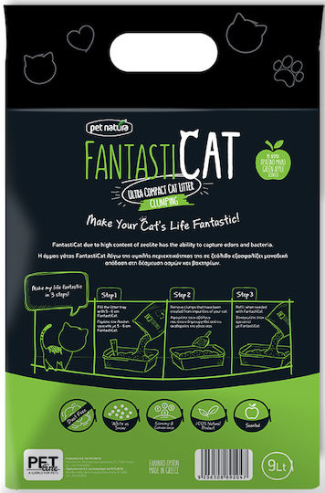 Pet Natura Fantasticat Crystal Bentonite Cat Litter with Scent Green Apple 9lt