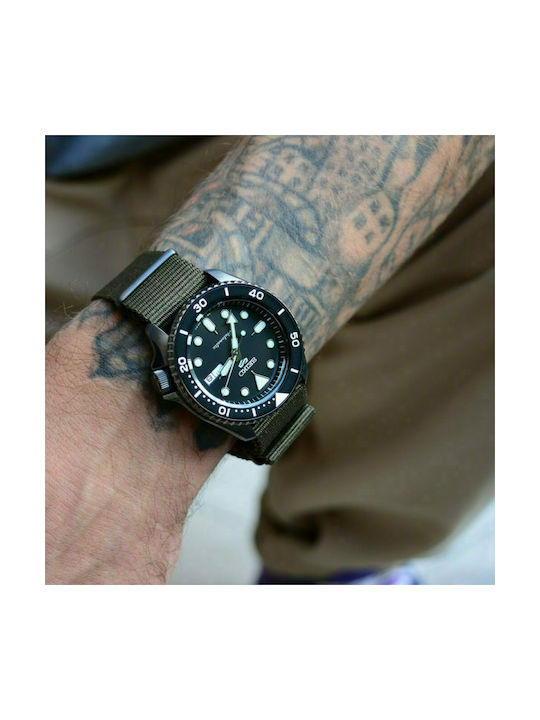 5 Sports SKX Sports Style Часовник Автоматичен с Зелен Платнена каишка