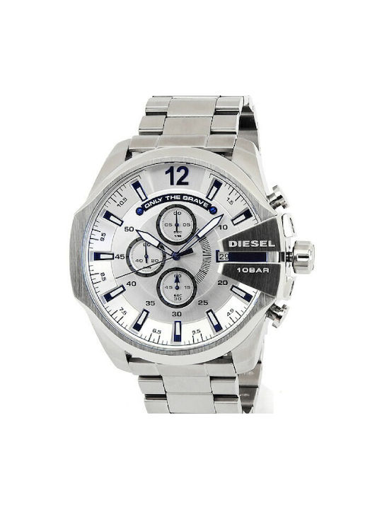 Diesel Mega Chief Watch Chronograph Battery with Silver Metal Bracelet