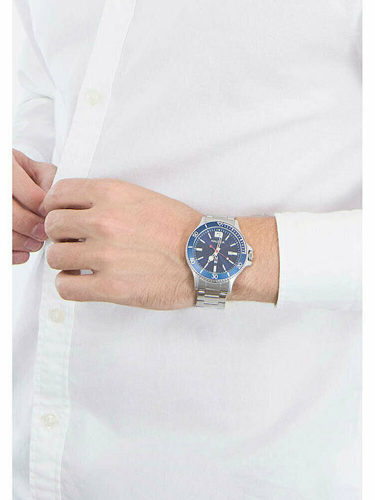 Nautica Men's Watch 43mm Battery with Silver Metal Bracelet