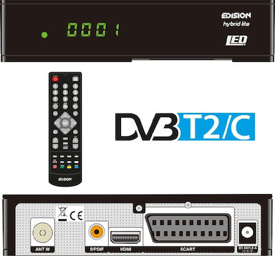 Edision Progressiv Hybrid Lite Led 01-07-0013 Ψηφιακός Δέκτης Mpeg-4 Full HD (1080p) με Λειτουργία PVR (Εγγραφή σε USB) Σύνδεσεις SCART / HDMI / USB