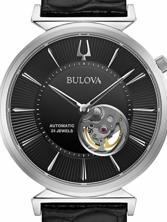 Bulova Regatta Ανδρικό Ρολόι 40mm Μπαταρίας με Μαύρο Δερμάτινο Λουράκι
