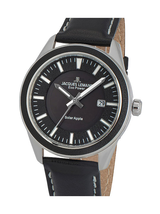 Jacques Lemans Watch Battery with Black Leather Strap