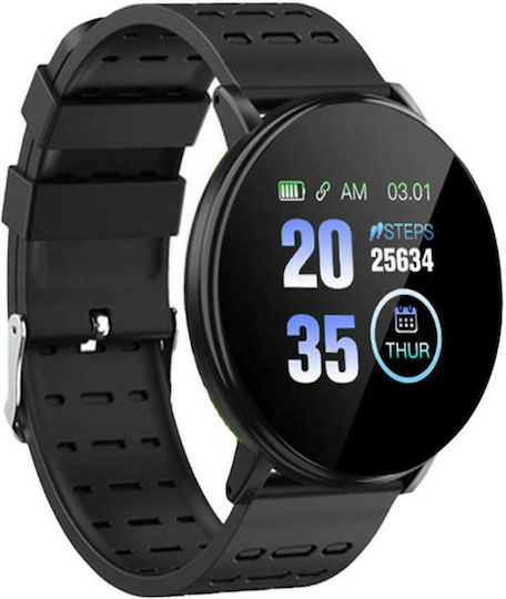 119 Plus 43mm Smartwatch with Heart Rate Monitor (Black)