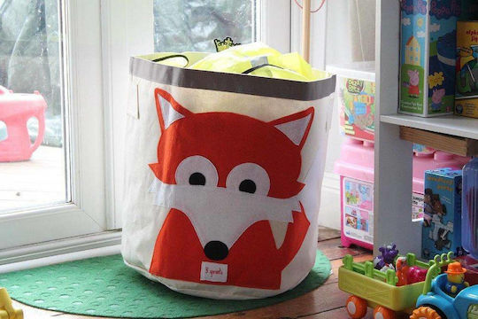 3 Sprouts Παιδικό Καλάθι Αποθήκευσης από Ύφασμα Fox Κόκκινο 43x43x45cm