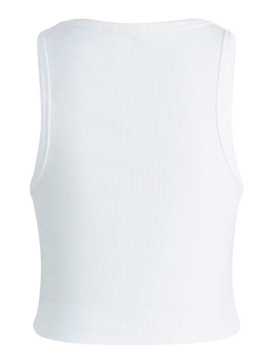 Top Crop Sport Fără Mâneci Alb Damă