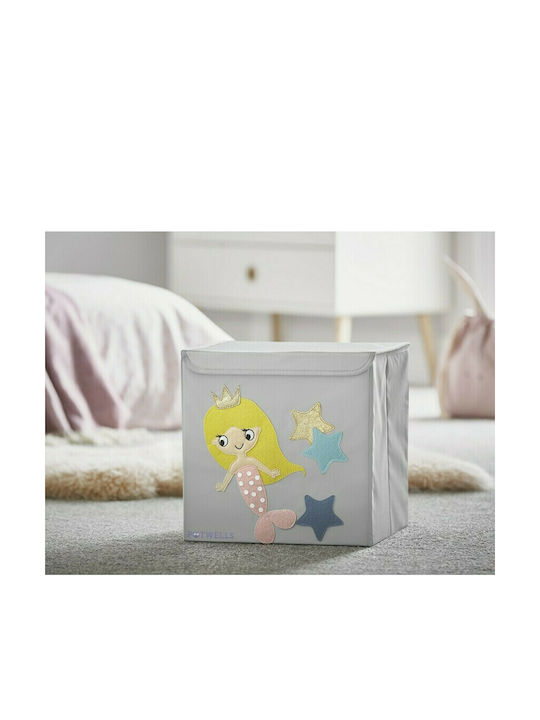 Potwells Children's Folding Storage Box made of Fabric Mermaid Gray 33x32x32cm 1pcs