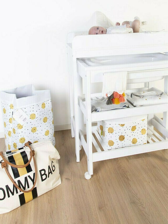 Childhome Children's Laundry Basket made of Fabric Canvas Gold Dots White 32x32x32cm 1pcs