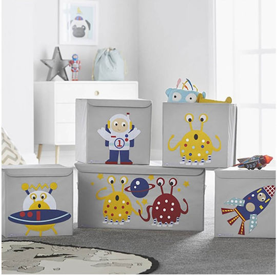 Potwells Детска кутия за съхранение сгъваема Rocket Сив 33x32x32см 1бр