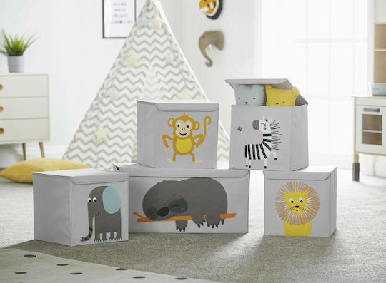 Potwells Детска кутия за съхранение, сгъваема от плат Elephant Сив 33x32см 1бр