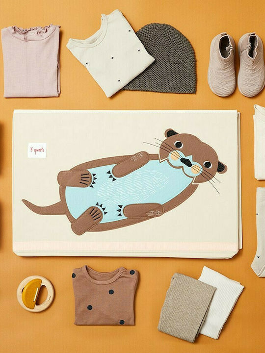 3 Sprouts Children's Folding Storage Box made of Fabric Otter Turquoise 61x37x38cm 1pcs