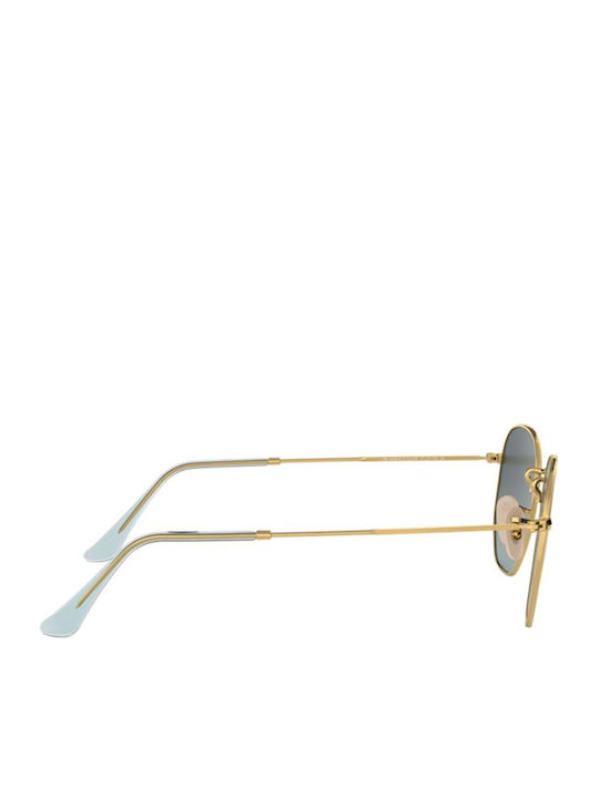 Ray Ban Hexagonal Unisex Sunglasses with Gold Metal Frame and Blue Gradient Mirror Lens RB3548N 9123/3M