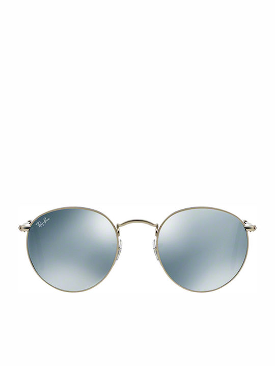 Ray Ban Round Metal Unisex Γυαλιά Ηλίου με Ασημί Μεταλλικό Σκελετό και Πράσινο Καθρέφτη Φακό RB3447 019/30