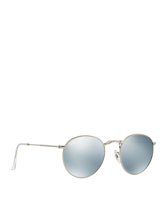 Ray Ban Round Metal Unisex Γυαλιά Ηλίου με Ασημί Μεταλλικό Σκελετό και Πράσινο Καθρέφτη Φακό RB3447 019/30