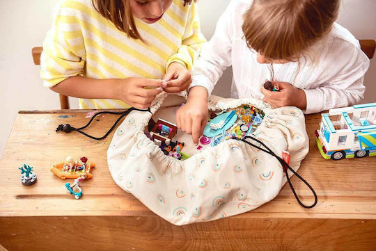 Play&go Kinder Spielmatte aus Stoff Mini Rainbow Weiß 40x40cm 1Stück