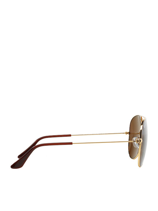Ray Ban Aviator Unisex Sunglasses with Gold Metal Frame and Brown Polarized Lens RB3025 001/57