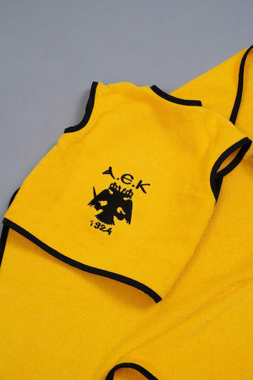 Palamaiki Βρεφικό Σετ Λουτρού με Κουκούλα Official Team Licenced Aek Κίτρινο 75x75εκ.